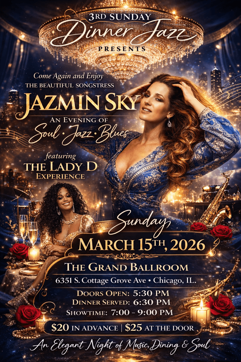 3rd Sunday Dinner Jazz Presents Jazmin Sky: An Evening of Soul, Jazz & Blues featuring The Lady D Experience